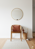 Mid-Century Modern Teak & Cane Barrel Chair