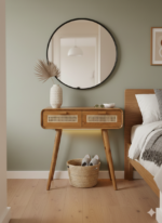 Mid-Century Modern Cane & Teak Console Table - Image 2