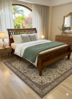 Elegant Hand-Carved Sleigh Bed – Solid Wood Craftsmanship - Image 3