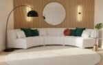 Lumiere Curved Sectional – White Bouclé-Style Channel Tufted Sofa - Image 2
