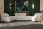 Lumiere Curved Sectional – White Bouclé-Style Channel Tufted Sofa - Image 3
