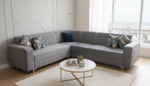 The Sovereign L-Shaped Sectional – Modern Slate & Gold - Image 2