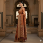 Regal Rust & Gold Banarasi Silk Saree - Image 2