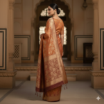 Regal Rust & Gold Banarasi Silk Saree - Image 3