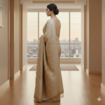 Elegant Champagne Gold Banarasi Silk Saree with Intricate Floral Weave - Image 3