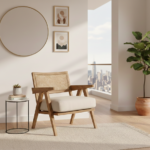 Mid-Century Modern Teak & Cane Accent Chair