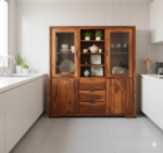 Solid Teak Wood Multi-Purpose Display Cabinet & Crockery Unit