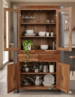 Premium teak Solid Wood Crockery Cabinet with Glass Display - Image 3