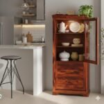 Handcrafted Teak Wood Glass-Front Display Cabinet - Image 3