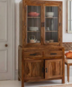 Elegant Solid Teak Wood Crockery Cabinet & Hutter - Image 2