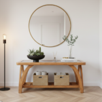 Handcrafted Wooden Tea Poy with Tempered Glass Top