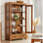 Solid Teak Wood 2-Door Display Gallery & Crockery Cabinet - Image 2