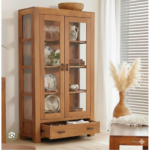 Solid Teak Wood 2-Door Display Gallery & Crockery Cabinet - Image 3