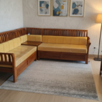 Contemporary Wooden L-Shaped Sectional Sofa