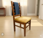 Classic Ladder-Back Dining Chair with Gold Velvet Seat - Image 2