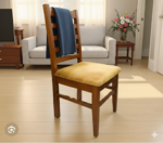 Classic Ladder-Back Dining Chair with Gold Velvet Seat - Image 3