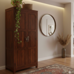 Premium Solid Wood 2-Door Almirah – Rich Teak Finish