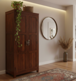 Premium Solid Wood 2-Door Almirah – Rich Teak Finish