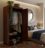 Premium Solid Wood 2-Door Almirah – Rich Teak Finish - Image 3