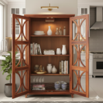 Artisan teak  Wood Geometric Display Cabinet - Image 3