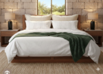 Handcrafted Solid Teak Wood Queen-Size Bed with Slatted Headboard - Image 2