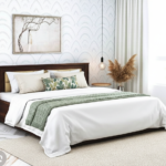 Premium Teak-Finish Double Bed with Plush Padded Headboard