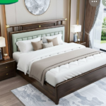 Solid Wood Storage Bed with Upholstered Headboard & Hydraulic Lift System