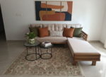Earth-Toned Modern L-Shaped Sectional with Geometric Lattice