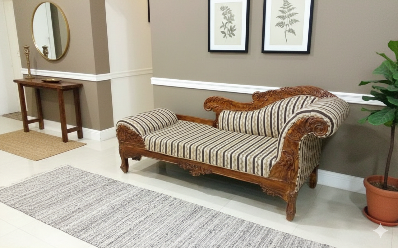 1770884123576 Ornate Hand-Carved Victorian Style Chaise Lounge - Image 1