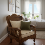 Hand-Carved Mahogany Wingback Armchair – Vintage Royal Style
