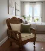 Hand-Carved Mahogany Wingback Armchair – Vintage Royal Style