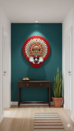 Handcrafted Kathakali Wall Mask - Traditional Kerala Mural Art - Image 2