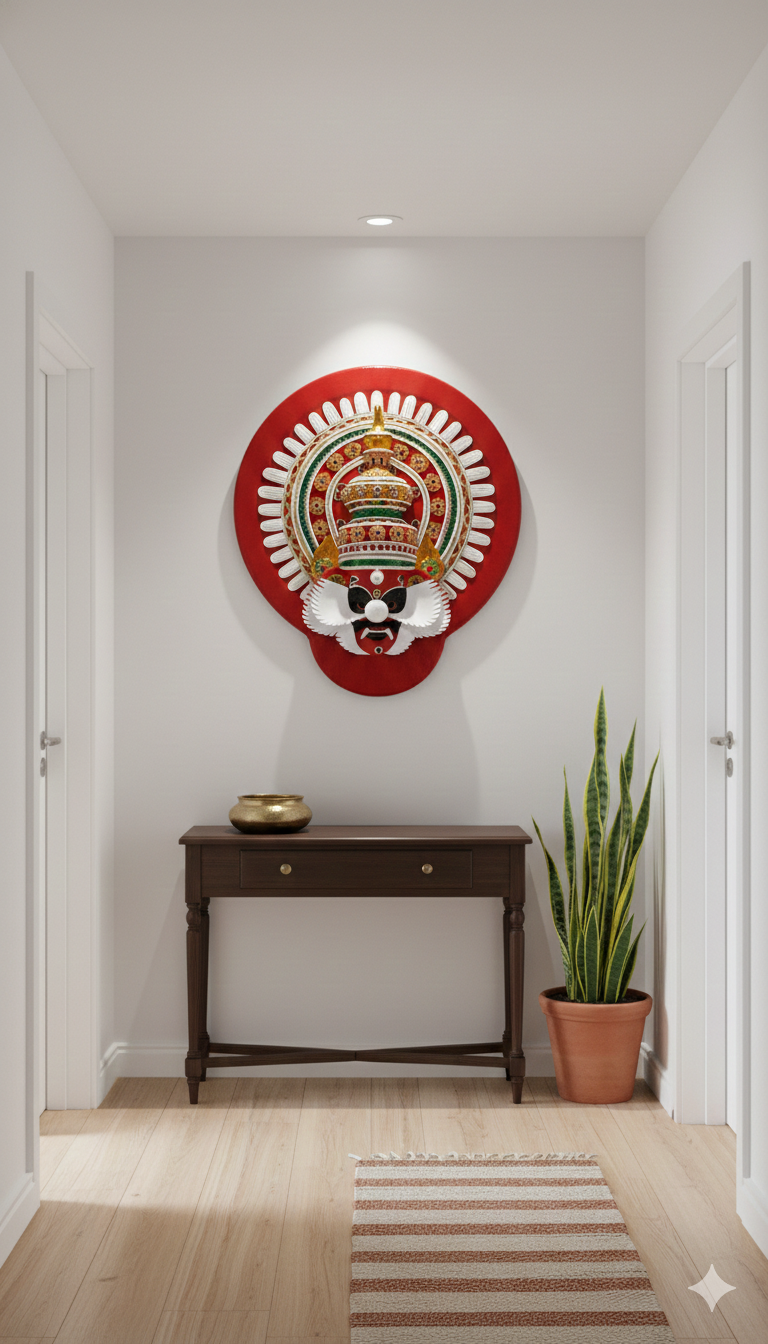 1770885156582 Handcrafted Kathakali Wall Mask - Traditional Kerala Mural Art - Image 1