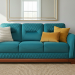 The Azure Horizon Luxe – 3-Seater Wood-Framed Sofa