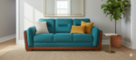 The Azure Horizon Luxe – 3-Seater Wood-Framed Sofa