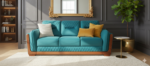 The Azure Horizon Luxe – 3-Seater Wood-Framed Sofa - Image 2