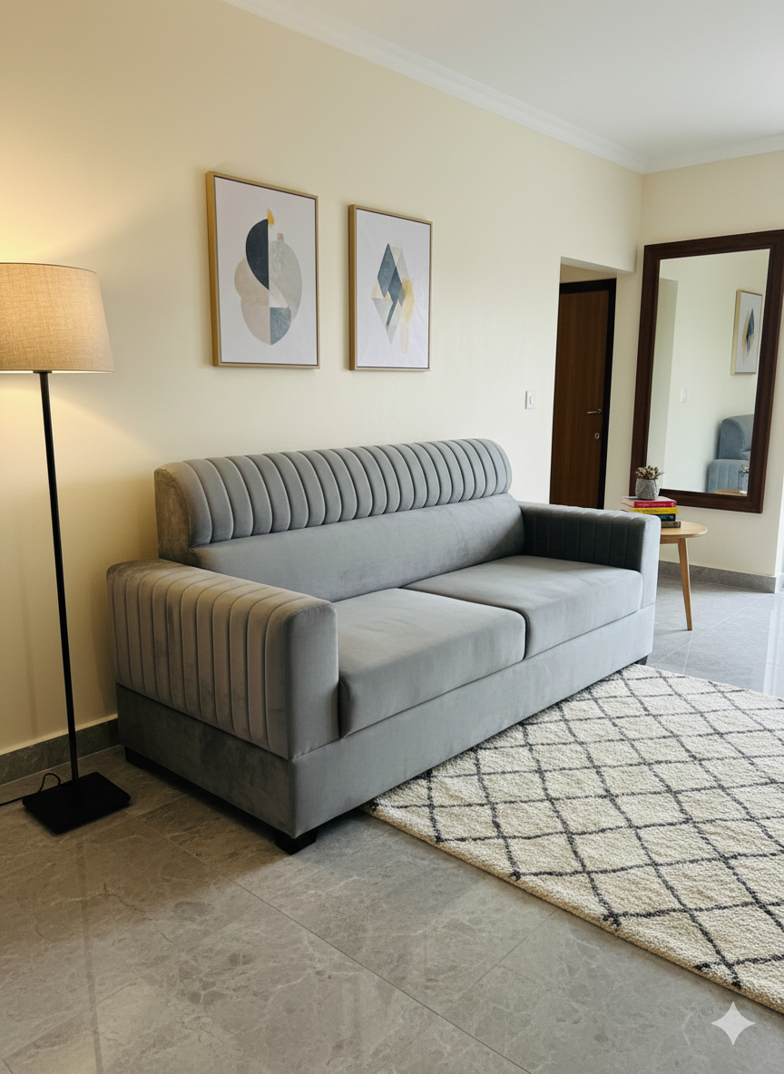 1770891797431 Modern Ribbed Velvet 3-Seater Sofa in Slate Grey - Image 1