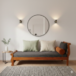 Regal Teak-Finish Wooden Diwan with Charcoal Cushion