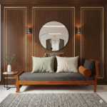 Regal Teak-Finish Wooden Diwan with Charcoal Cushion - Image 2