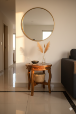 Handcrafted Solid Teak Wood Circular Tea Poy