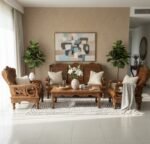 Regal Hand-Carved Teak Wood Maharaja Sofa Set