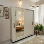 Minimalist Serenity: Sliding Wardrobe with Organic Accents