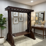 Handcrafted Heritage Teakwood Indoor Swing (Jhoola) with Intricate Carvings