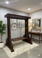 Handcrafted Heritage Teakwood Indoor Swing (Jhoola) with Intricate Carvings