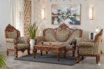 Royal Hand-Carved Teak Wood 3-Piece Sofa Set – Victorian Heritage Style