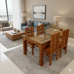 Elegant 6 Seater Solid Wood Dining Set with Glass Top