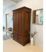 Vintage-Inspired Solid Wood Armoire - Handcrafted Teak Finish - Image 2