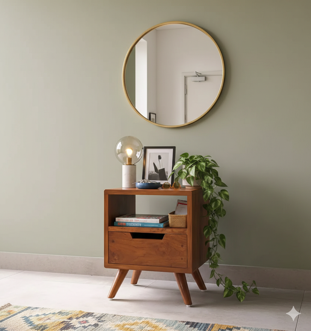 1771061794317 Mid-Century Modern Teak Nightstand with Open Cubby - Image 1