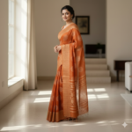​Ethereal Rust-Orange Handloom Saree with Mandala Motifs - Image 2