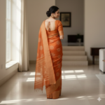 ​Ethereal Rust-Orange Handloom Saree with Mandala Motifs - Image 3